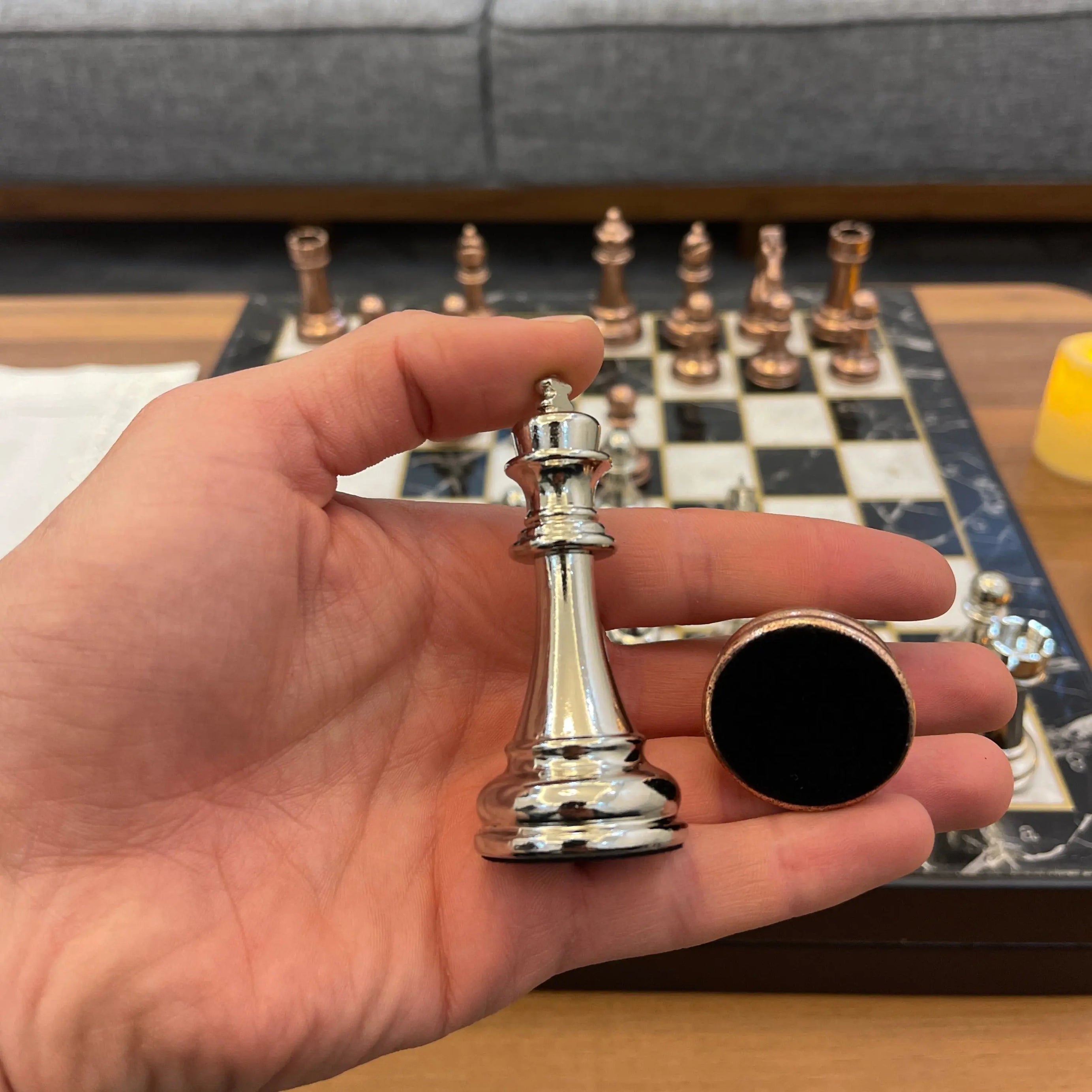 VIP Personalized Marble Patterned Chess Set with Metal Chess Pieces Set