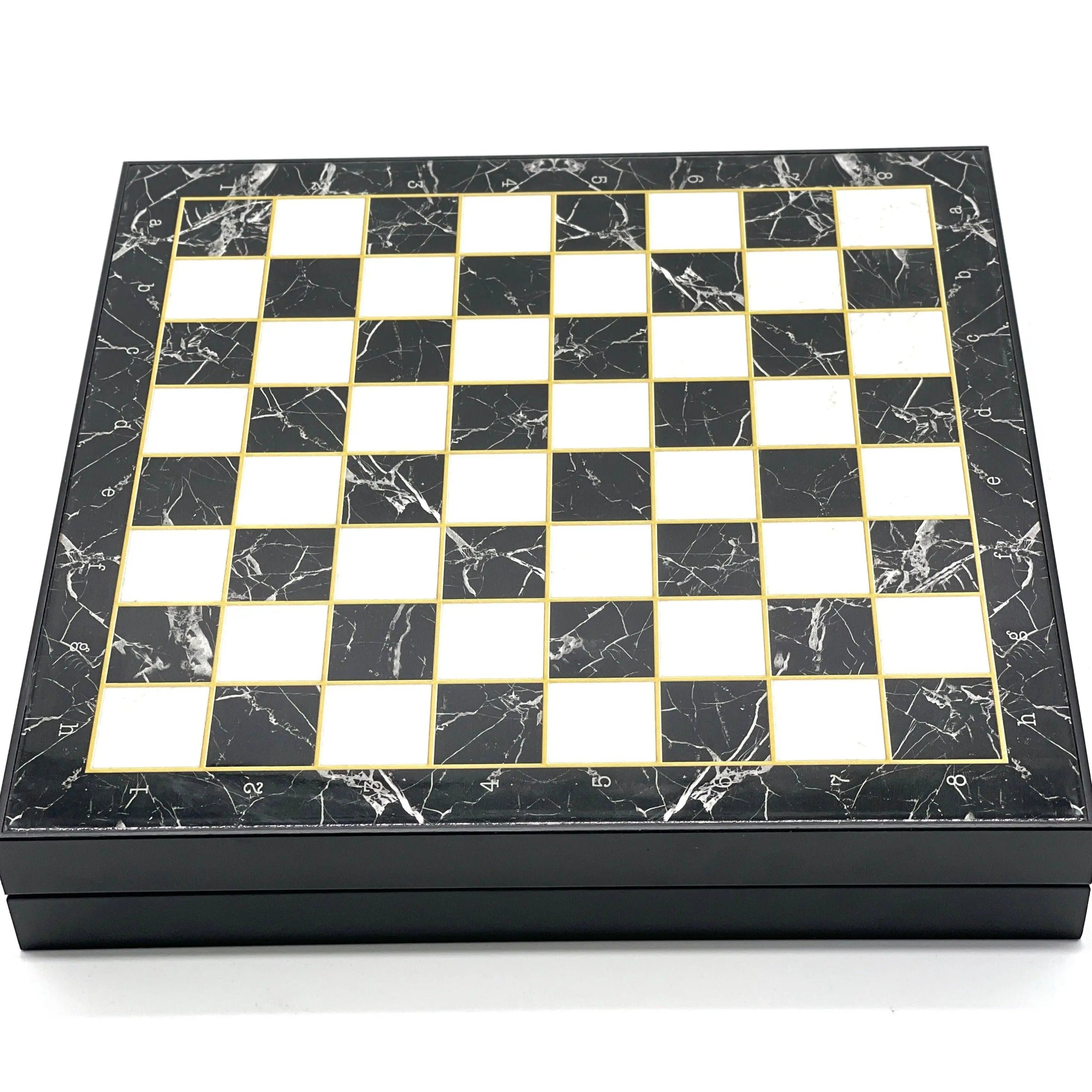 VIP Personalized Marble Patterned Folding Chess Set with Crusaders Chess Pieces Set - AsyaWoodArt