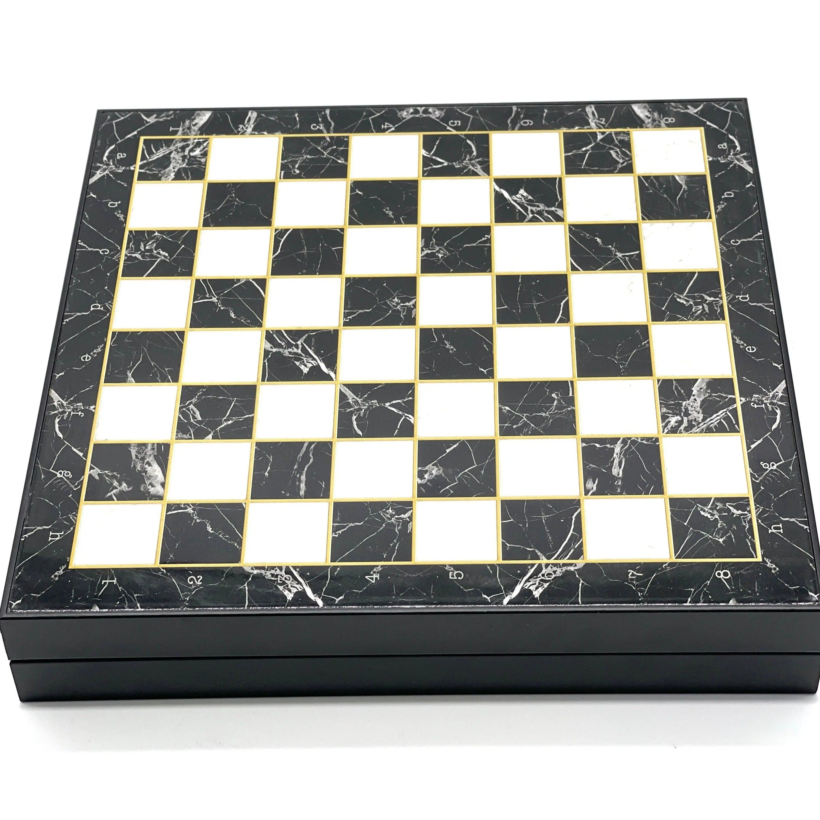 VIP Personalized Marble Patterned Folding Chess Set with Crusaders & Arabs Chess Pieces - AsyaWoodArt