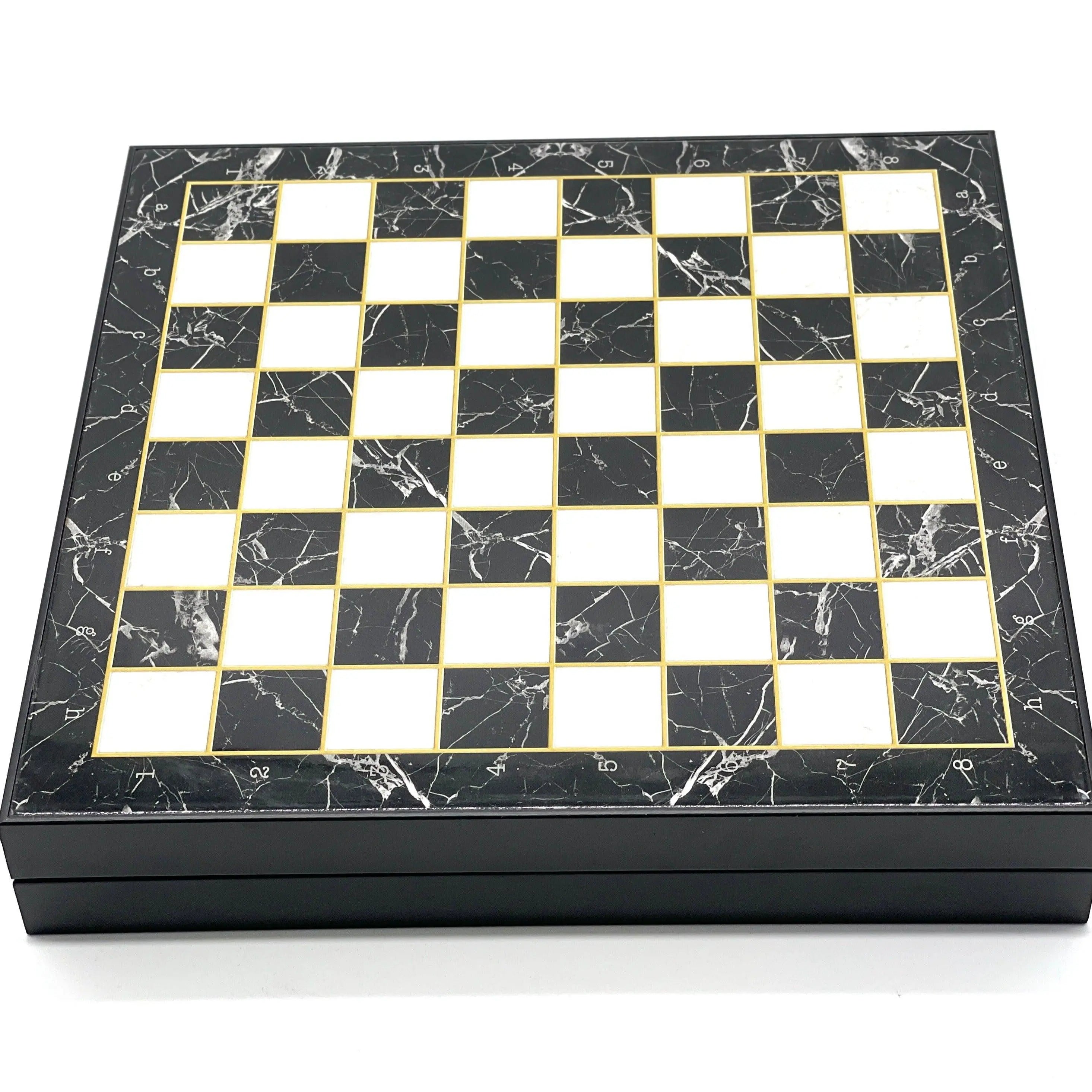 VIP Personalized Marble Patterned Folding Chess Set with Crusaders & Arabs Chess Pieces - AsyaWoodArt