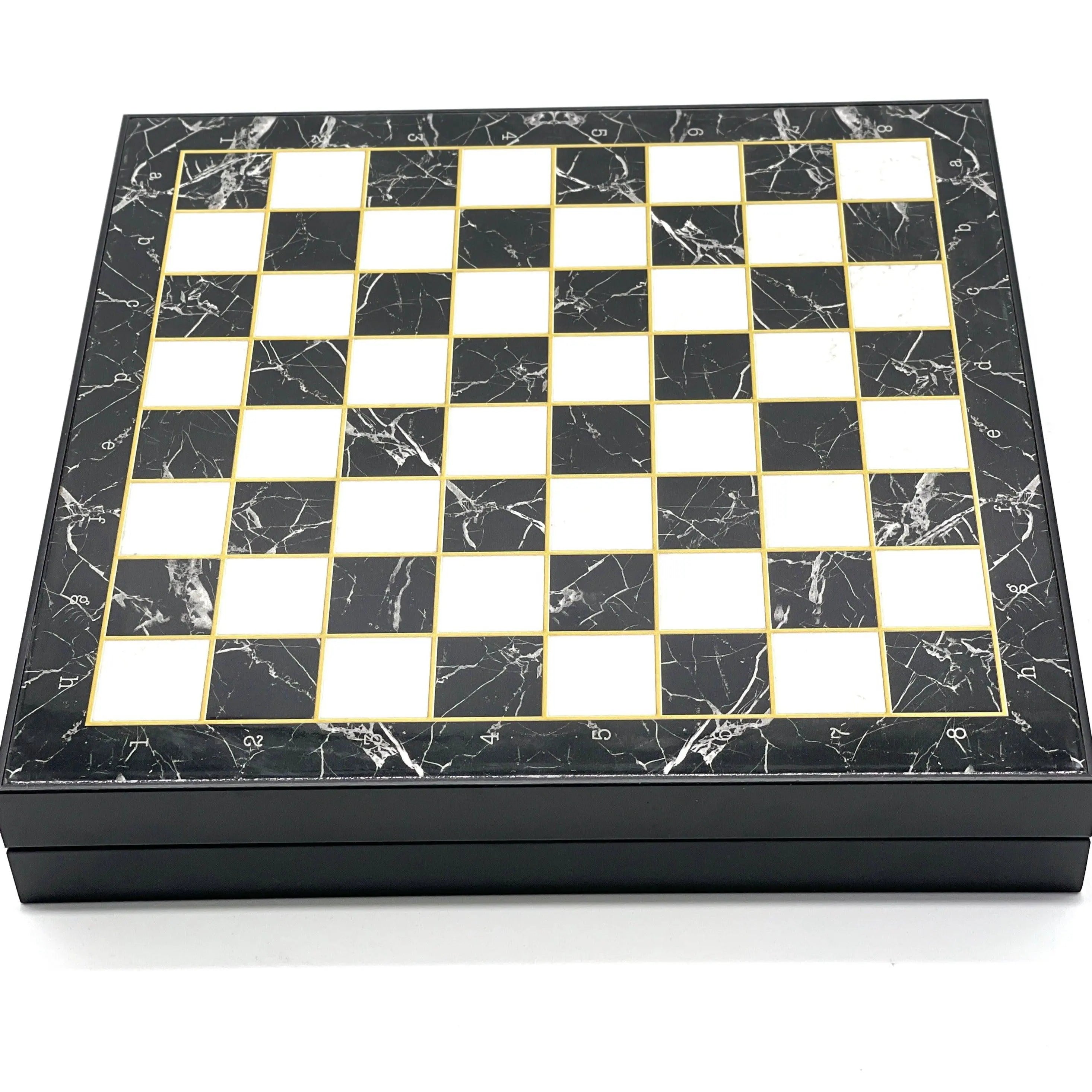 VIP Personalized Marble Patterned Folding Chess Set with Roman & Egyptian Chess Pieces - AsyaWoodArt