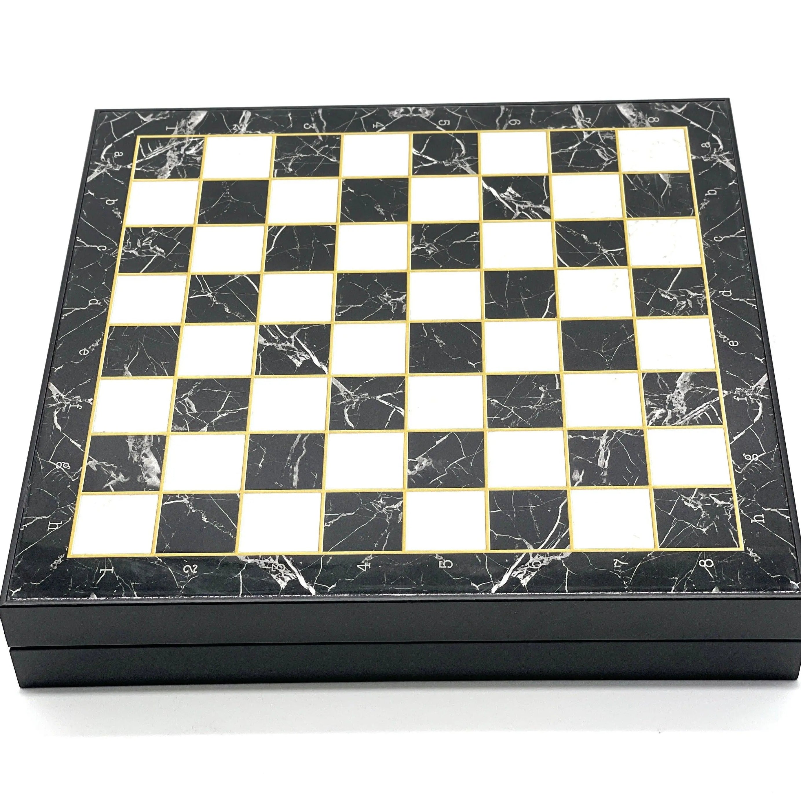 VIP Personalized Marble Patterned Folding Chess Set with Crusaders & Ottomans Chess Pieces - AsyaWoodArt