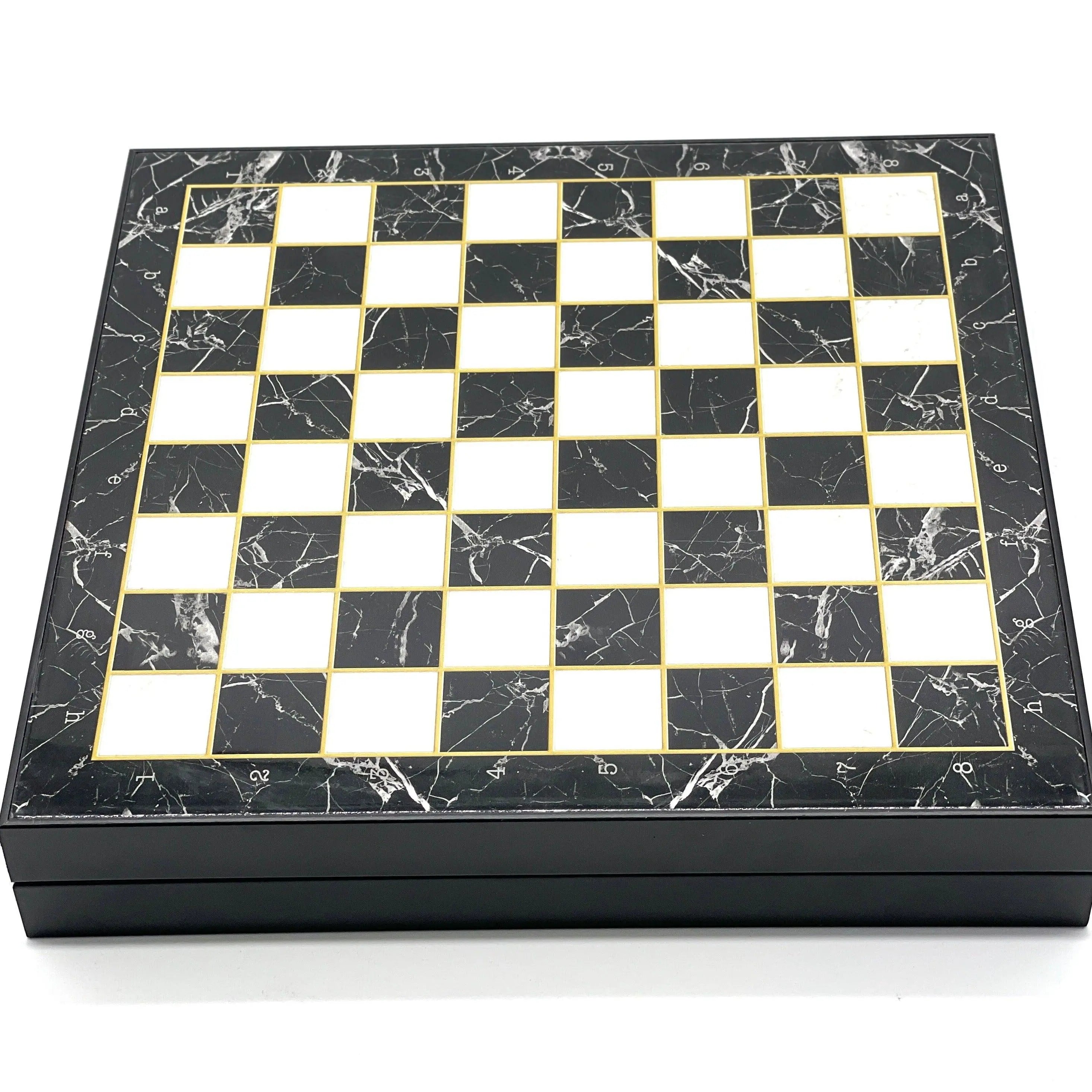 VIP Personalized Marble Patterned Folding Chess Set with Crusaders & Ottomans Chess Pieces - AsyaWoodArt