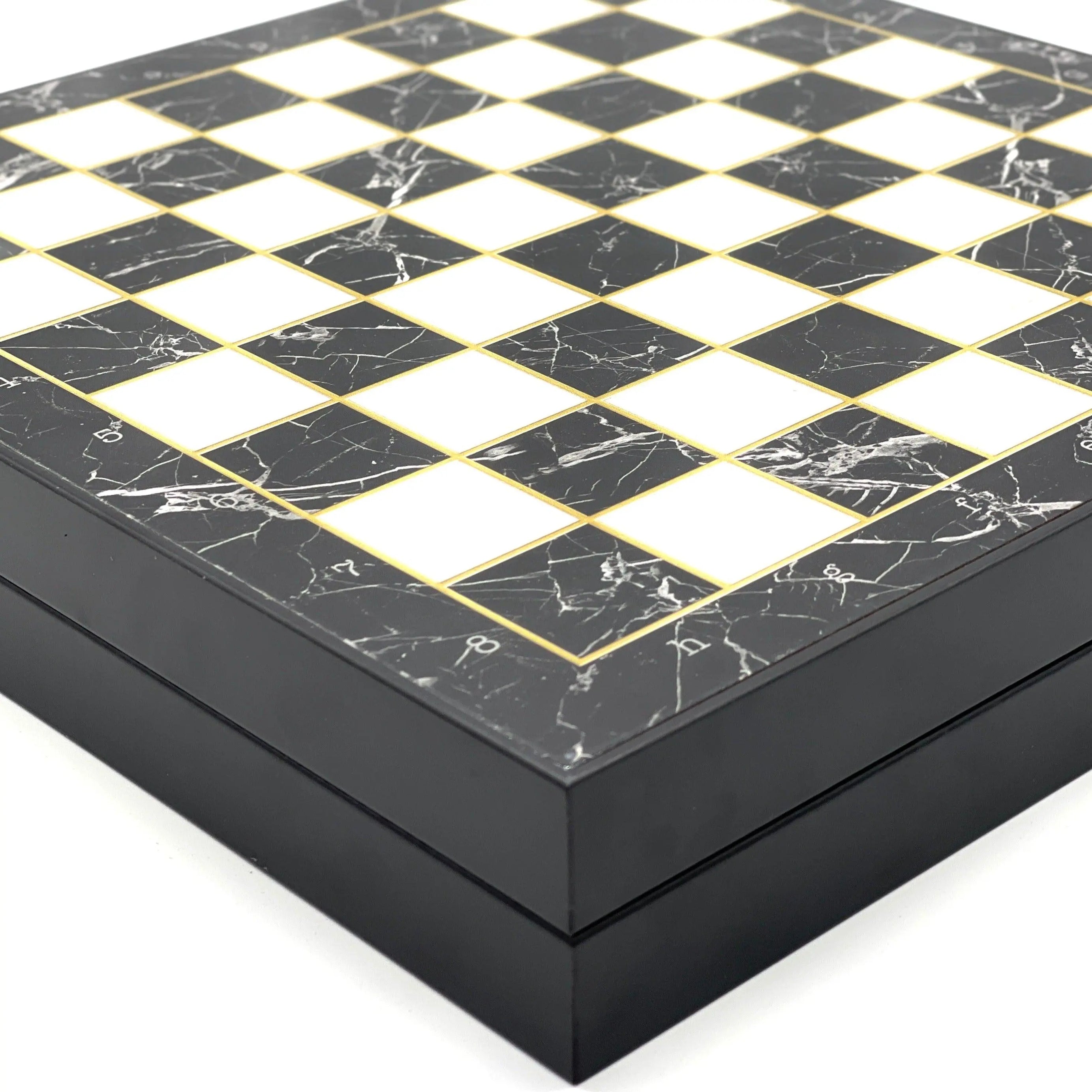 VIP Personalized Marble Patterned Folding Chess Set with Crusaders & Ottomans Chess Pieces - AsyaWoodArt