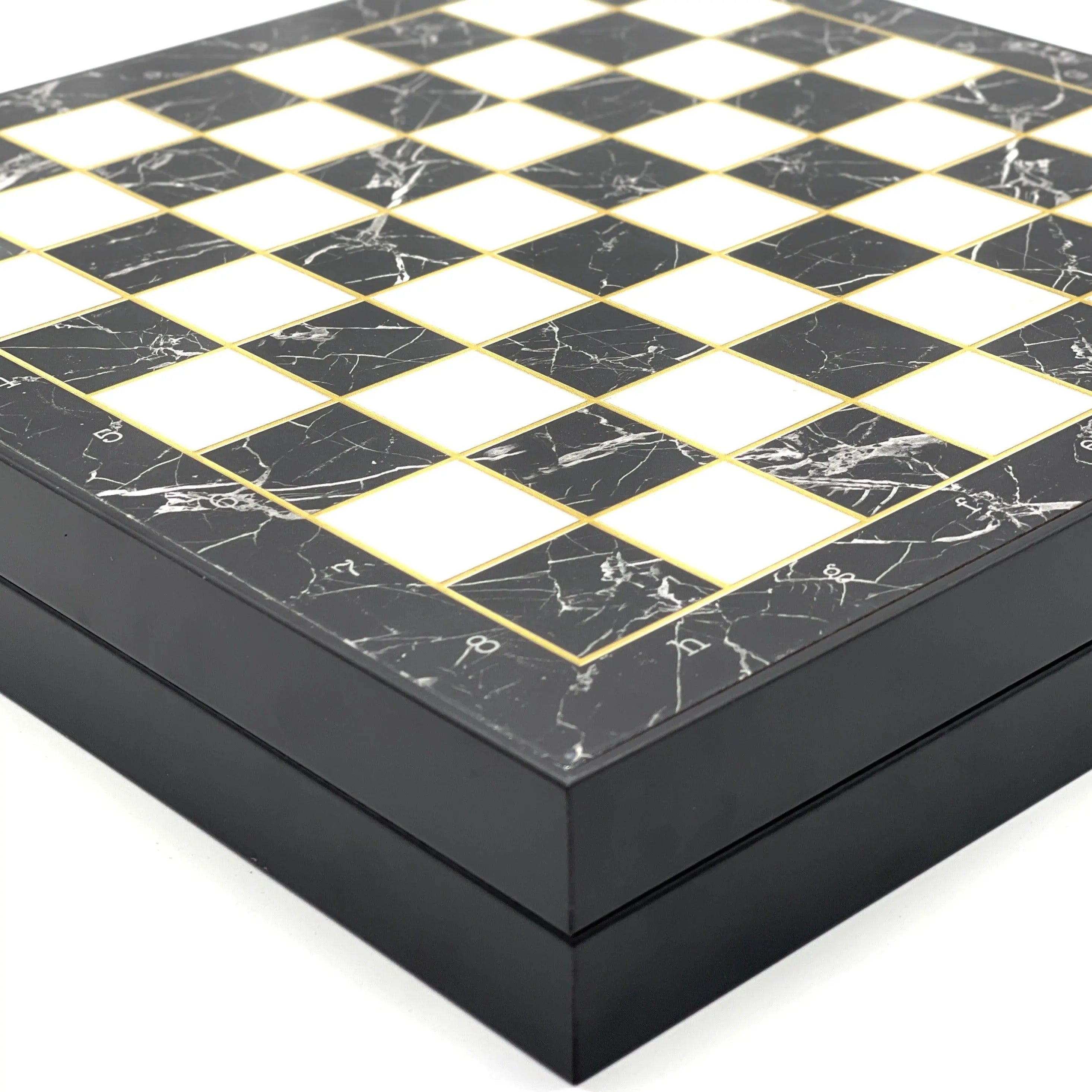 VIP Personalized Marble Patterned Folding Chess Set with Crusaders & Ottomans Chess Pieces - AsyaWoodArt