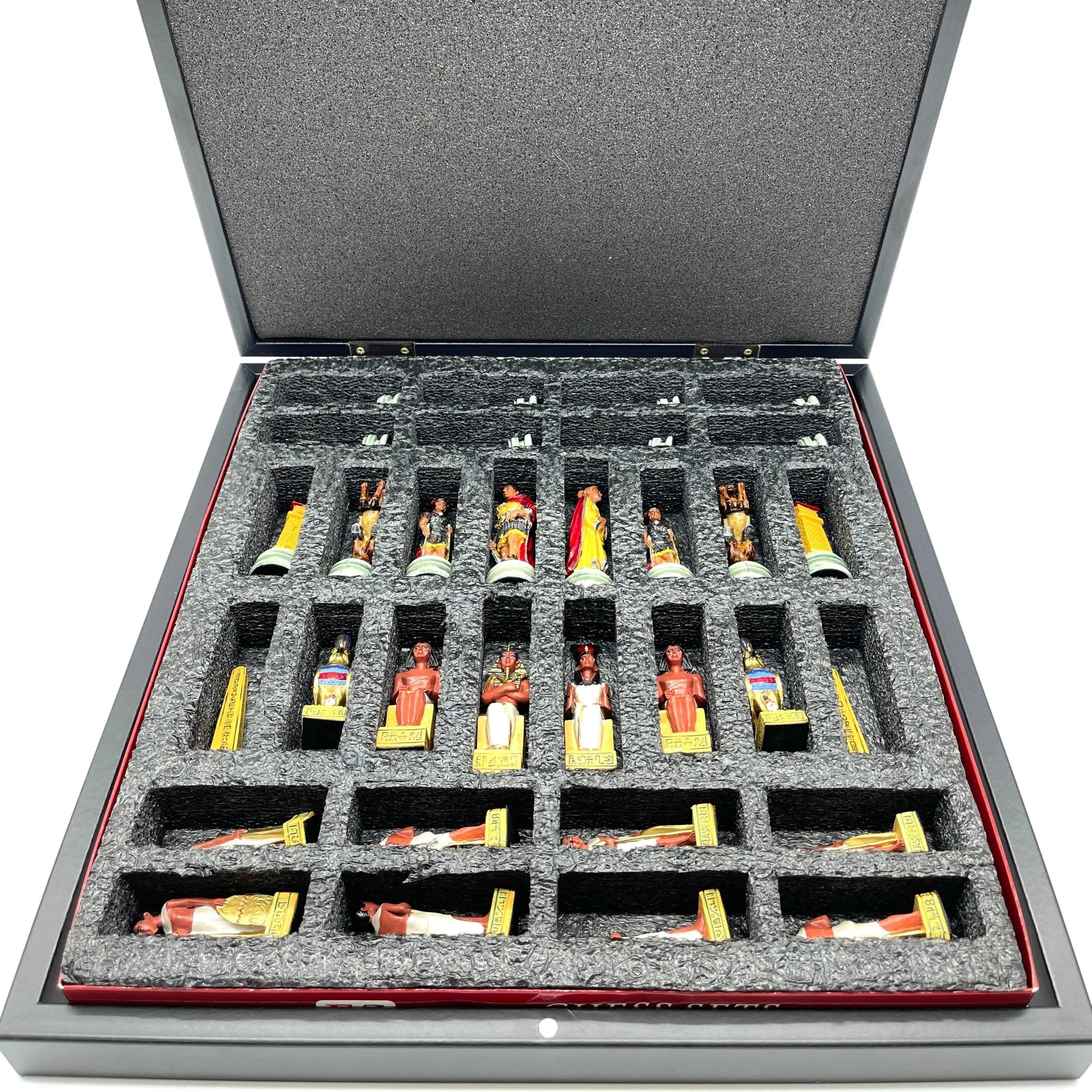 VIP Personalized Marble Patterned Folding Chess Set with Roman & Egyptian Chess Pieces - AsyaWoodArt