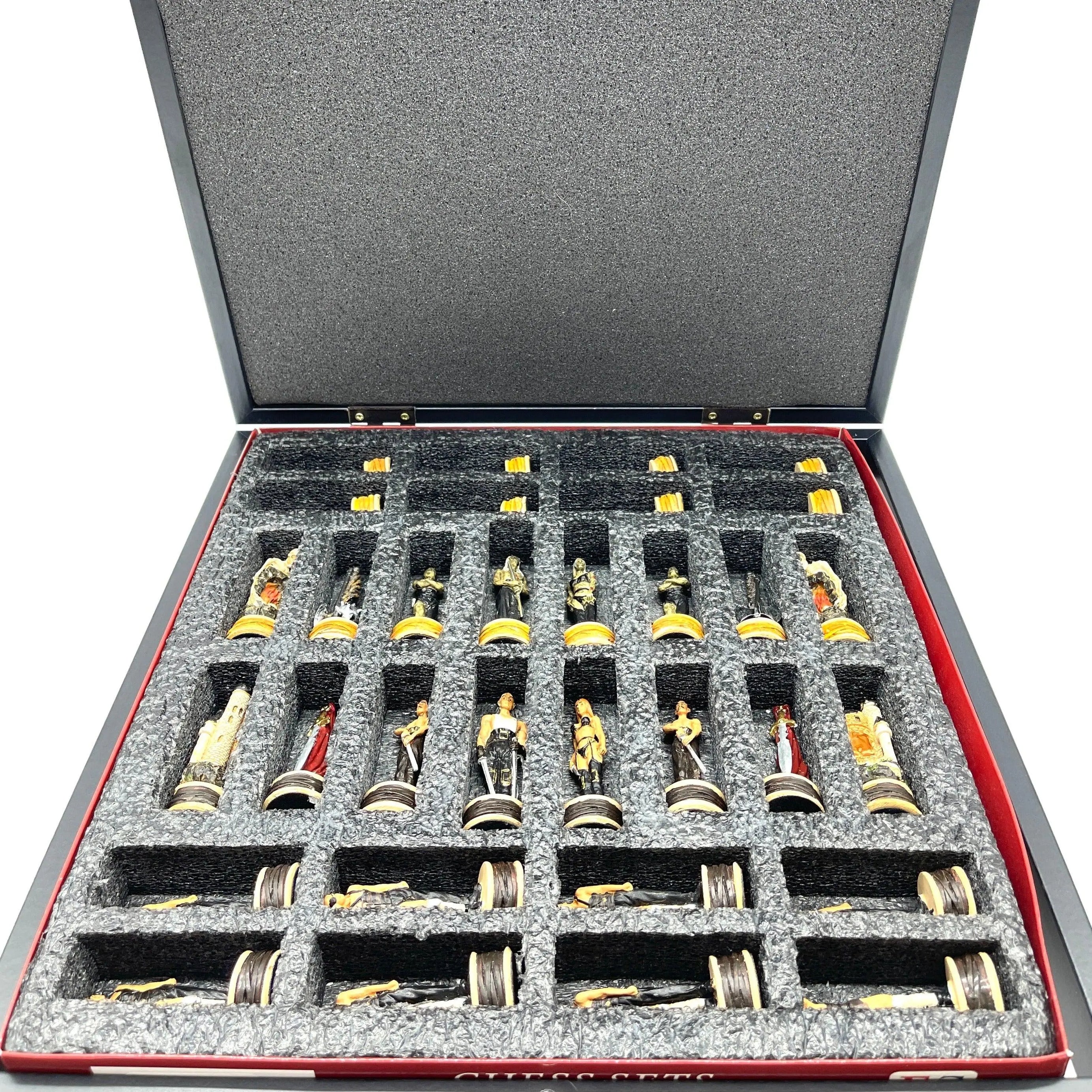 Zombie Series Polyester Chess Pieces Set With Marble Patterned Folding Chess Set - AsyaWoodArt