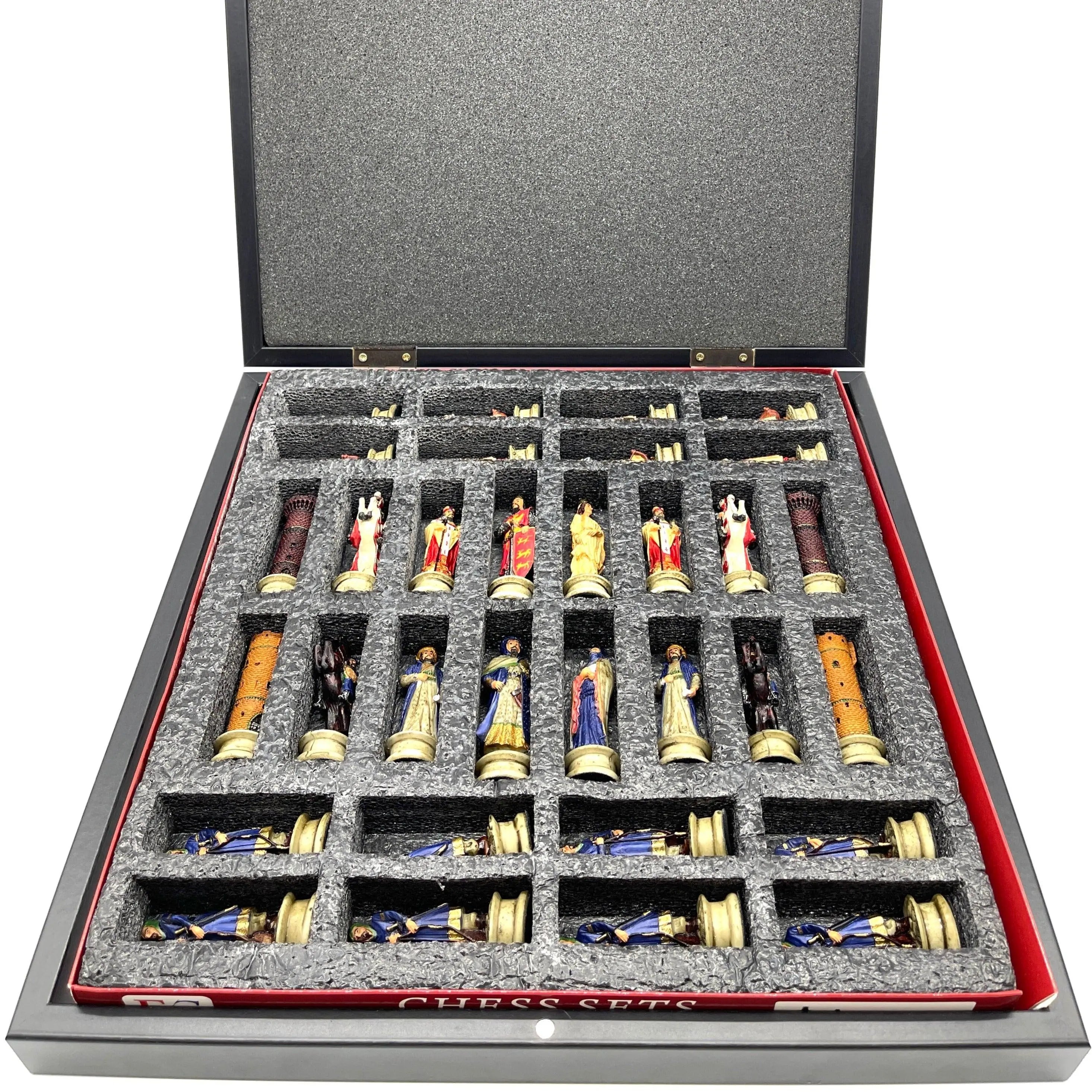 VIP Personalized Marble Patterned Folding Chess Set with Crusaders & Arabs Chess Pieces - AsyaWoodArt