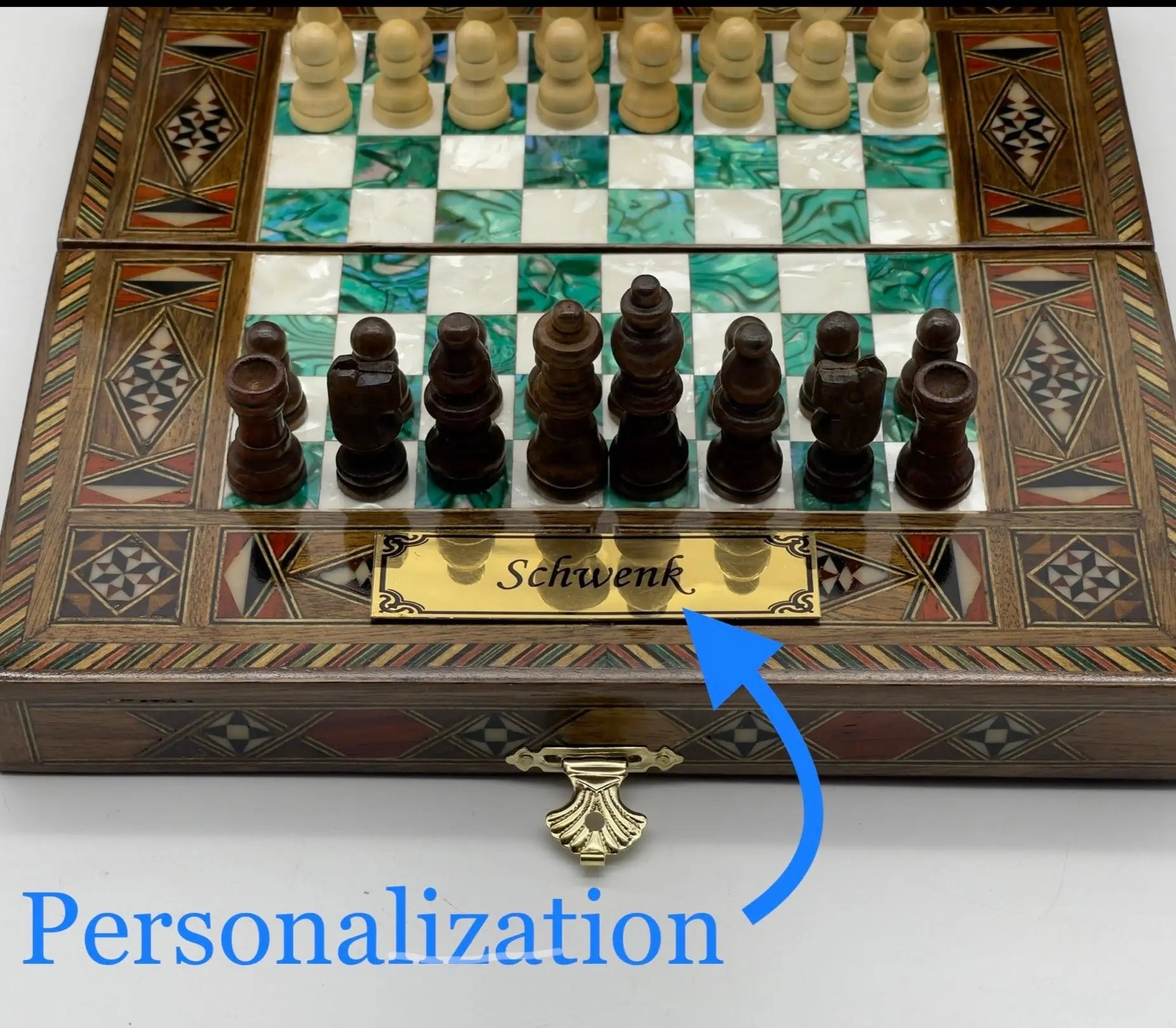 Mini Handmade Wooden Travel Backgammon Set and Wooden Travel Chess Set