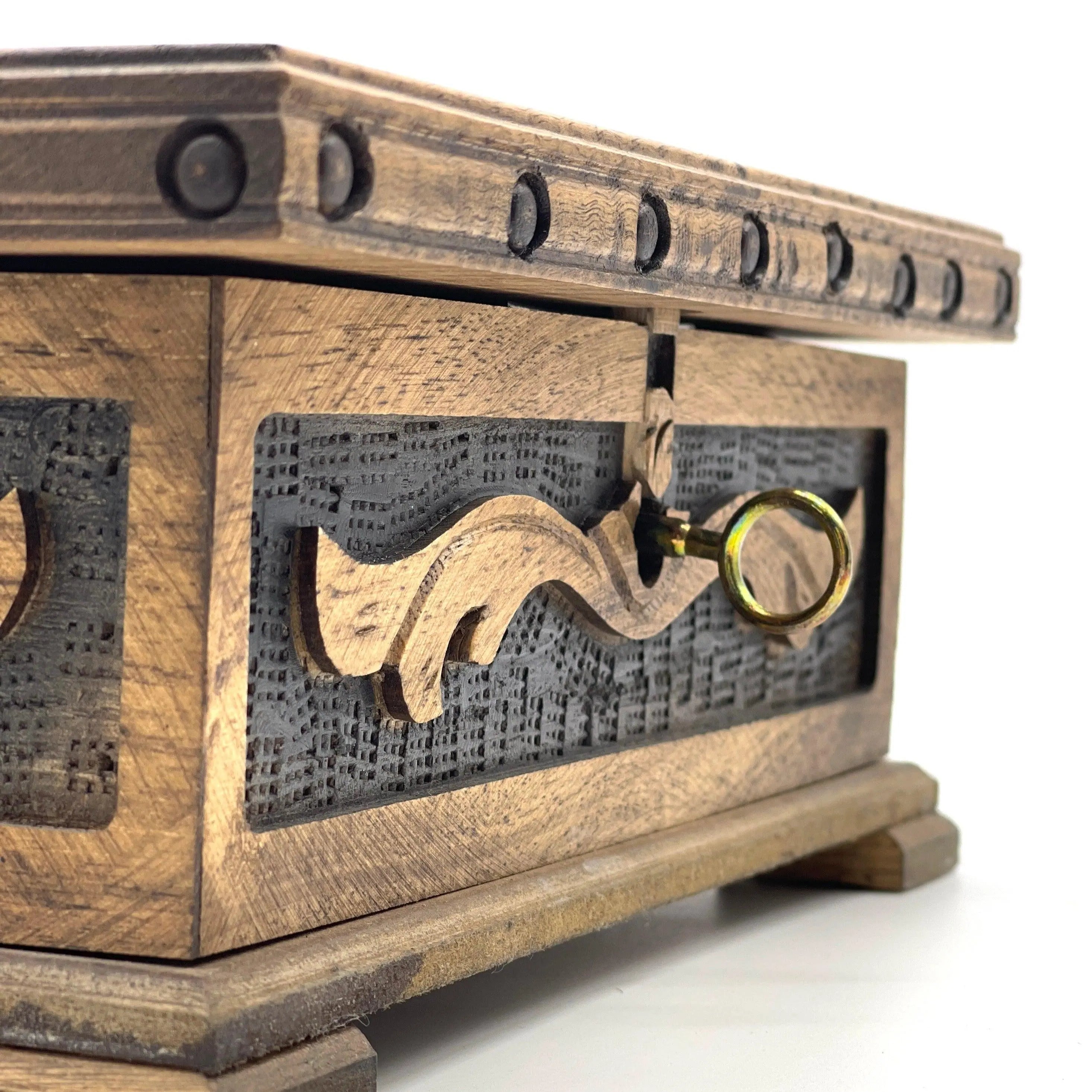 Personalized Wooden Chess Box with Hidden Compartment, Romans Metal Chess Pieces - AsyaWoodArt