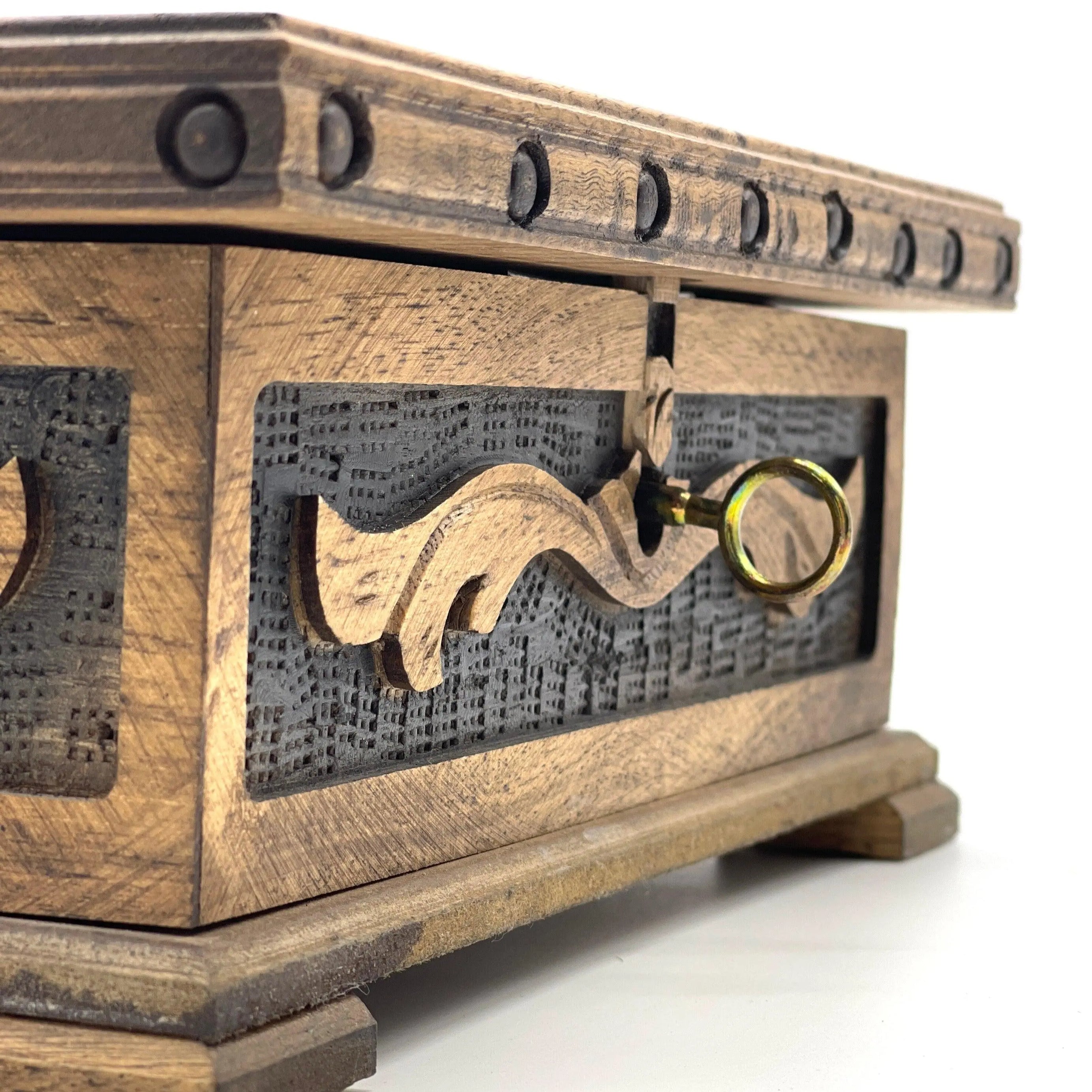 Personalized Wooden Chess Box with Hidden Compartment, Egyptian Metal Chess Pieces - AsyaWoodArt