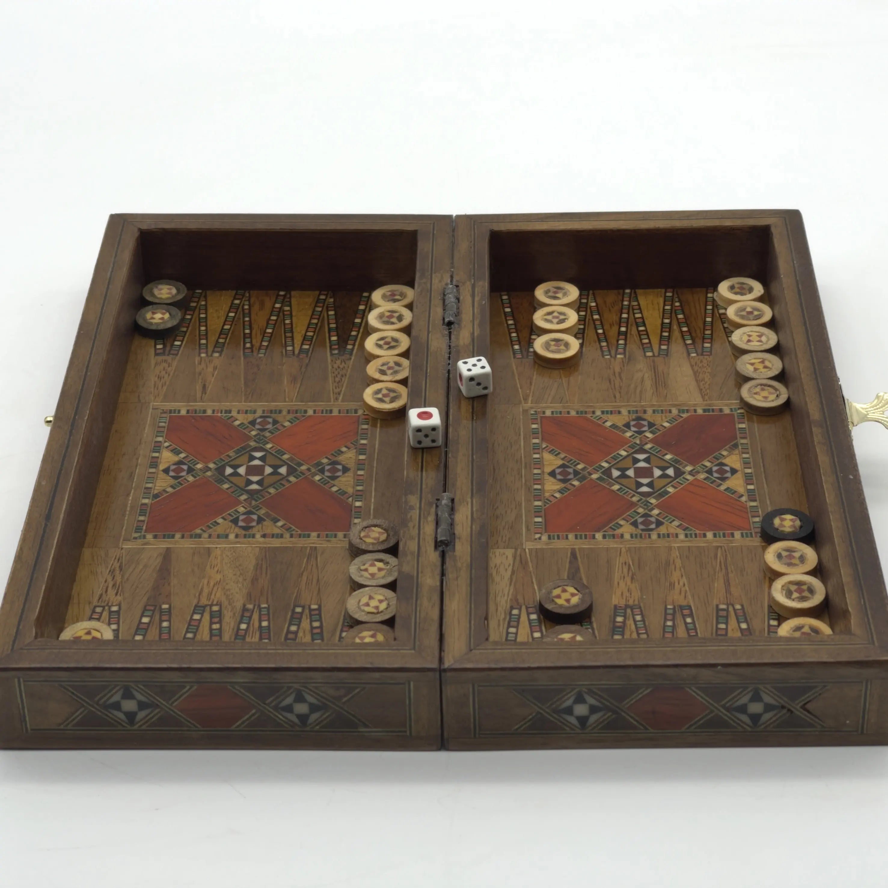 Mini Handmade Wooden Travel Backgammon Set and Wooden Travel Chess Set